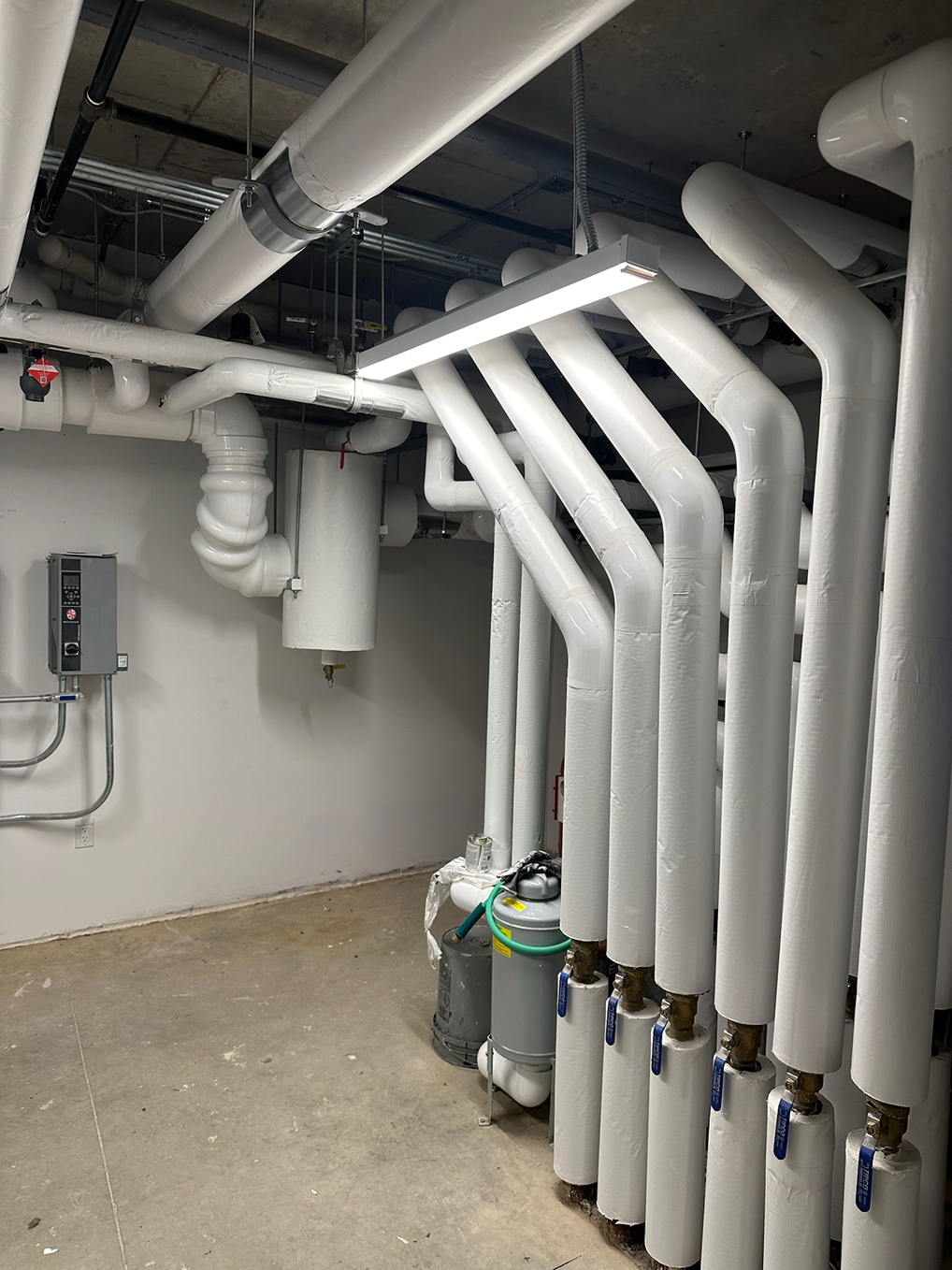 Fiberglass in the duct and pipe